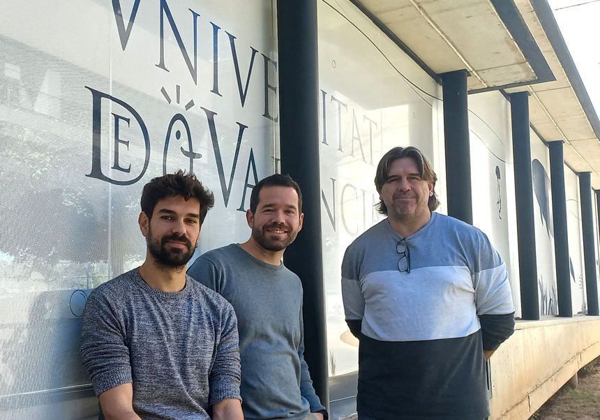 Equipo de investigación de la Universitat de València en el projecte LIFE OASIS. De izquierda a derecha: Javier Menéndez, David March y Jesús Tomás.